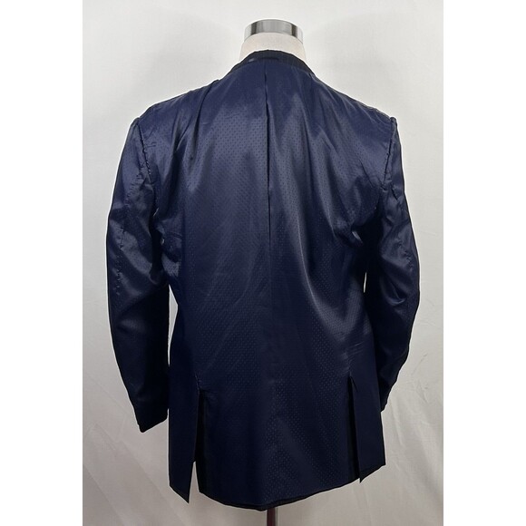 Mantoni 42R Suit 36x31 Flat Front 100% Wool Black Pinstriped Two Button Vented - Picture 9 of 13